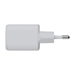 Chargeur mural en plastique recyclé avec 2 ports 35W couleur blanc vue latérale