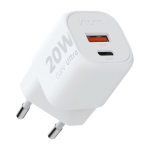 Chargeur mural en plastique recyclé avec 2 ports 20W couleur blanc