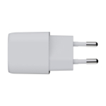 Chargeur mural en plastique recyclé avec 2 ports 20W couleur blanc vue latérale