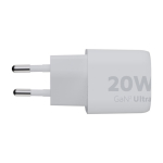 Chargeur mural en plastique recyclé avec 2 ports 20W couleur blanc deuxième vue latérale