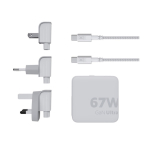 Adaptateur de charge de 67W avec variantes pour UE, UK et USA couleur blanc vue détail 1