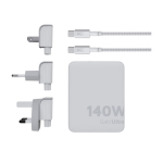 Chargeur de voyage ultrafin avec 4 ports pour plusieurs régions 240W couleur blanc vue détail 1