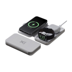 Chargeur de voyage sans fil pliable 3 en 1 magnétique 15W couleur gris