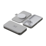 Chargeur de voyage sans fil pliable 3 en 1 magnétique 15W couleur gris quatrième vue