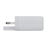 Chargeur avec prise britannique en plastique recyclé 67W couleur blanc deuxième vue latérale