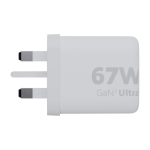 Chargeur avec prise britannique en plastique recyclé 67W couleur blanc