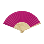 Éventail en bambou et papier avec détails décoratifs couleur rose troisième vue frontale