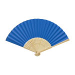 Éventail en bambou et papier avec détails décoratifs couleur bleu pastel troisième vue frontale