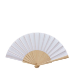 Éventail à main fabriqué en bois et polyester avec design uni avec zone d'impression