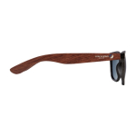 Lunettes de soleil rétro fabriquées en partie à partir de café couleur marron foncé vue avec impression sérigraphique
