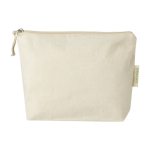 Trousse de toilette en coton biologique avec fermeture éclair 180 g/m² couleur naturel deuxième vue frontale