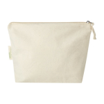 Trousse de toilette en coton biologique avec fermeture éclair 180 g/m² couleur naturel deuxième vue arrière