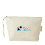 Grande trousse de toilette en coton biologique avec dragonne 180 g/m² avec zone d'impression