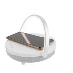 Enceinte Prixton 4 en 1 de 10W avec LED et base de charge sans fil couleur blanc cinquième vue