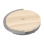 Enceinte Prixton 4 en 1 de 10W avec LED et base de charge sans fil couleur bois deuxième vue frontale