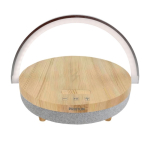 Enceinte Prixton 4 en 1 de 10W avec LED et base de charge sans fil couleur bois troisième vue frontale