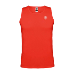 T-shirt de sport pour enfant 140 g/m² Roly Kinder-Sportshirt mit abnehmbarem Etikett, 140 g/m2, Roly couleur rouge vue impression sérigraphique