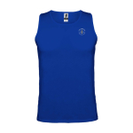 T-shirt de sport pour enfant 140 g/m² Roly Kinder-Sportshirt mit abnehmbarem Etikett, 140 g/m2, Roly couleur bleu roi vue impression sérigraphique