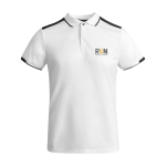 Polo de sport enfant en polyester à manches courtes 140 g/m² Roly Kurzarm-Kinder-Sport-Polo aus Polyester, 140 g/m2 Roly couleur blanc vue impression sérigraphique