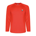 T-shirt technique pour enfants à manches longues 150 g/m² Roly Technisches Langarm-Sport-T-Shirt für Kinder, 150 g/m2 Roly couleur rouge vue impression sérigraphique