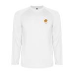 T-shirt technique pour enfants à manches longues 150 g/m² Roly Technisches Langarm-Sport-T-Shirt für Kinder, 150 g/m2 Roly couleur blanc vue impression sérigraphique