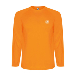 T-shirt technique pour enfants à manches longues 150 g/m² Roly Technisches Langarm-Sport-T-Shirt für Kinder, 150 g/m2 Roly couleur orange fluorescent vue impression sérigraphique