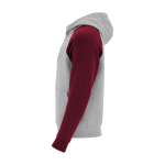 Sweat bicolore à capuche pour enfant 280 g/m² Roly Badet couleur bordeaux vue latérale