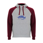Sweat bicolore à capuche pour enfant 280 g/m² Roly Badet couleur bordeaux vue impression sérigraphique