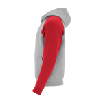Sweat bicolore à capuche pour enfant 280 g/m² Roly Badet couleur rouge vue latérale