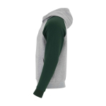 Sweat bicolore à capuche pour enfant 280 g/m² Roly Badet couleur vert bouteille vue latérale