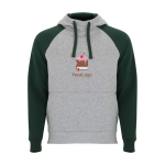 Sweat bicolore à capuche pour enfant 280 g/m² Roly Badet couleur vert bouteille vue impression sérigraphique
