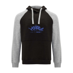 Sweat bicolore à capuche pour enfant 280 g/m² Roly Badet couleur noir mat vue impression sérigraphique