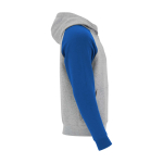Sweat bicolore à capuche pour enfant 280 g/m² Roly Badet couleur bleu roi deuxième vue latérale