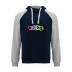 Sweat bicolore à capuche pour enfant 280 g/m² Roly Badet couleur bleu marine vue impression sérigraphique