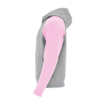 Sweat bicolore à capuche pour enfant 280 g/m² Roly Badet couleur rose clair  vue latérale