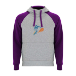 Sweat bicolore à capuche pour enfant 280 g/m² Roly Badet couleur mauve vue impression sérigraphique