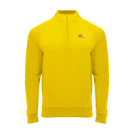 Sweat-shirt enfant à manches longues avec zip court 200 g/m² Roly Langarm-Kinder-Sweatshirt mit Logo, 200 g/m2 Roly couleur jaune vue impression sérigraphique