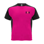 T-shirt de sport pour enfant bicolore 140 g/m² Roly Bugatti couleur fuchsia vue impression sérigraphique