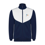 Survêtement enfant polyester avec coloris assortis 225 g/m2 Roly Kinder-Trainingsanzug aus Polyester, 225 g/m2 Roly couleur blanc vue impression sérigraphique