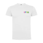 T-shirt enfant en jersey de coton 165 g/m2 Roly Kurzarm-Kinder-T-Shirt aus Baumwolljersey, 165 g/m2 Roly couleur blanc vue impression sérigraphique