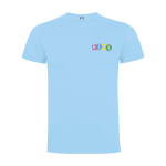 T-shirt enfant en jersey de coton 165 g/m2 Roly Kurzarm-Kinder-T-Shirt aus Baumwolljersey, 165 g/m2 Roly couleur bleu ciel vue impression sérigraphique