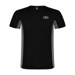 T-shirt de sport bicolore pour enfant en polyester 140 g/m² Roly Bicolor Kinder-Sport-T-Shirt aus Polyester, 140 g/m2 Roly couleur noir vue impression sérigraphique