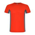 T-shirt de sport bicolore pour enfant en polyester 140 g/m² Roly Bicolor Kinder-Sport-T-Shirt aus Polyester, 140 g/m2 Roly couleur rouge
