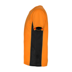 T-shirt de sport bicolore pour enfant en polyester 140 g/m² Roly Bicolor Kinder-Sport-T-Shirt aus Polyester, 140 g/m2 Roly couleur orange vue latérale