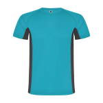 T-shirt de sport bicolore pour enfant en polyester 140 g/m² Roly Bicolor Kinder-Sport-T-Shirt aus Polyester, 140 g/m2 Roly couleur turquoise