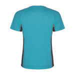 T-shirt de sport bicolore pour enfant en polyester 140 g/m² Roly Bicolor Kinder-Sport-T-Shirt aus Polyester, 140 g/m2 Roly couleur turquoise deuxième vue arrière