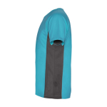 T-shirt de sport bicolore pour enfant en polyester 140 g/m² Roly Bicolor Kinder-Sport-T-Shirt aus Polyester, 140 g/m2 Roly couleur turquoise vue latérale