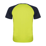 T-shirt de sport pour enfant bicolore 140 g/m² Roly Indianapolis couleur jaune deuxième vue arrière