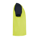 T-shirt de sport pour enfant bicolore 140 g/m² Roly Indianapolis couleur jaune deuxième vue latérale