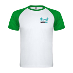 T-shirt de sport pour enfant bicolore 140 g/m² Roly Indianapolis couleur vert vue impression sérigraphique